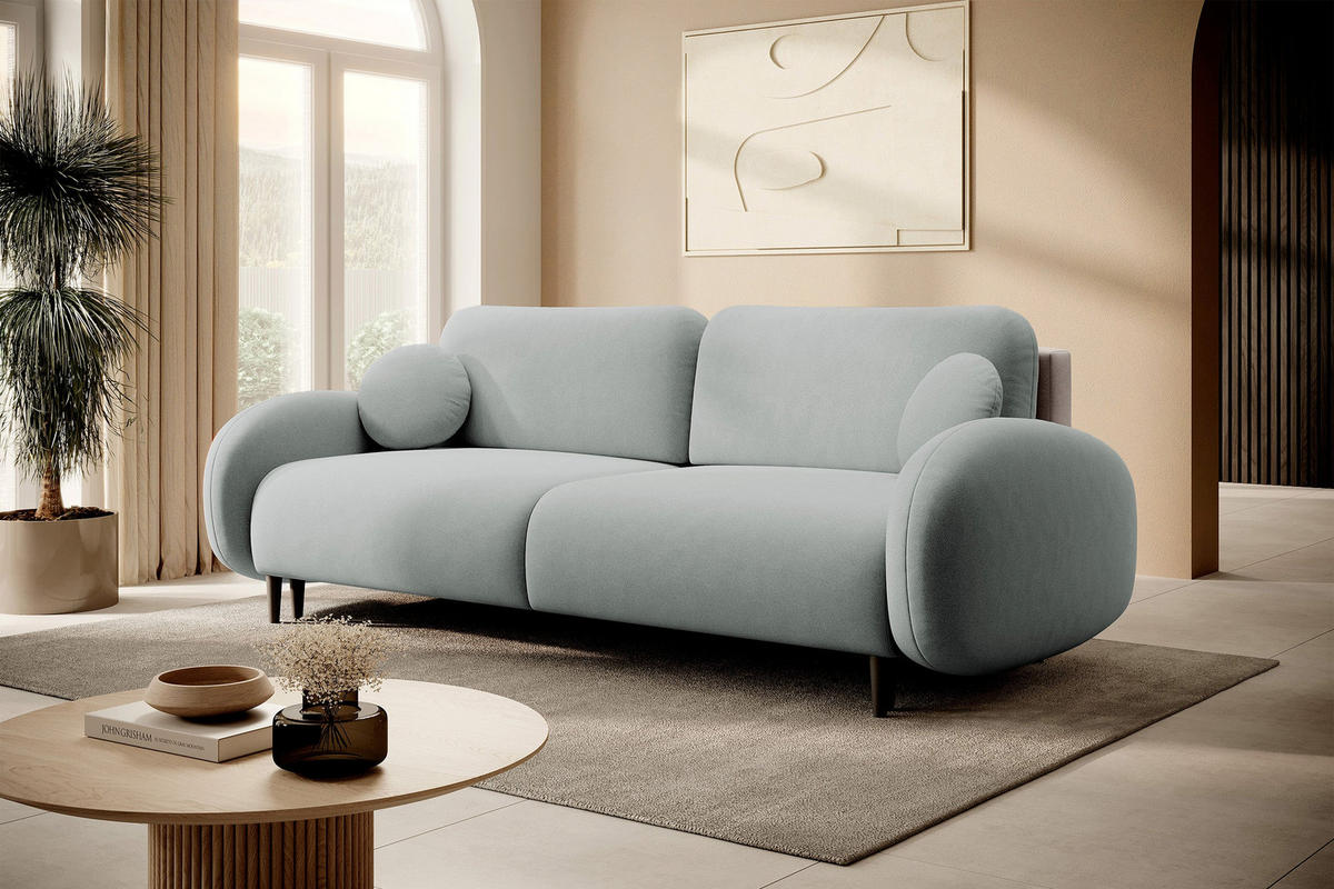 SCHLAFSOFA Bafra Grau Velours - Schwarz/Grau, Holz/Textil (232/92/102cm) - Selsey