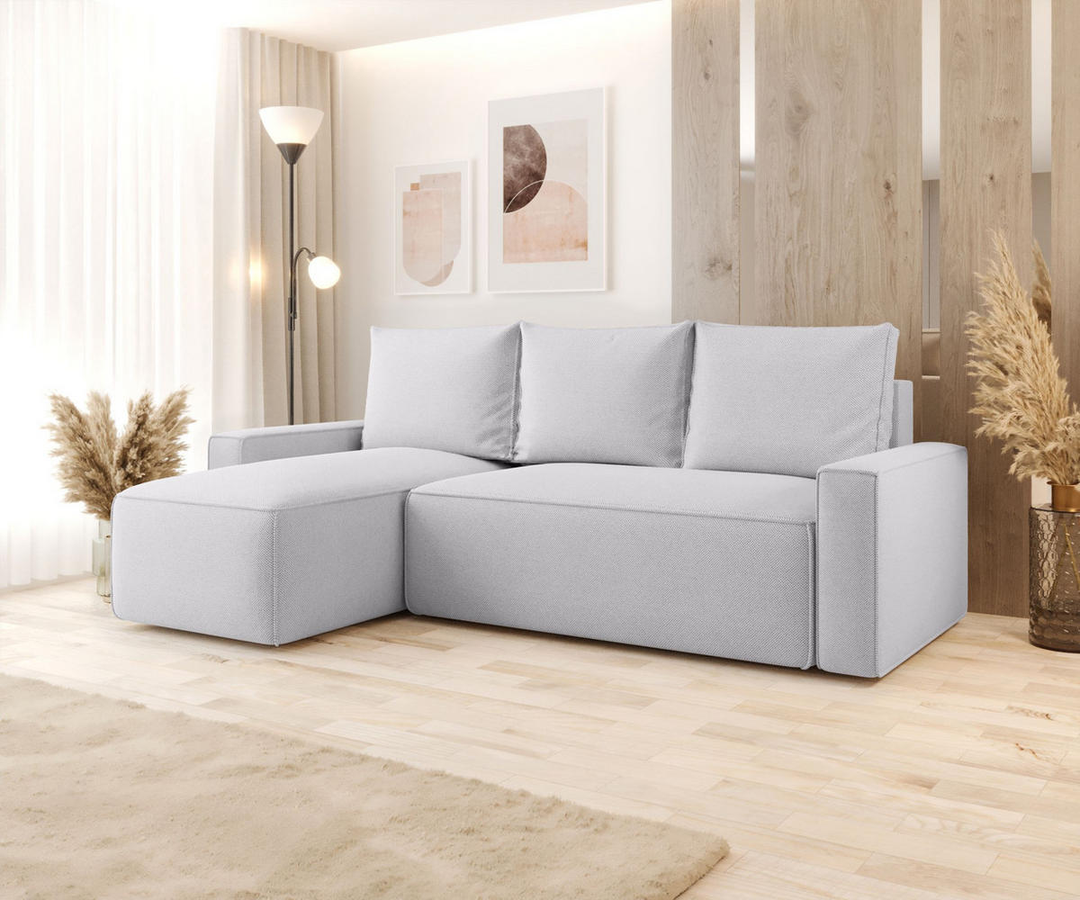 ECKSOFA mit Schlaffunktion SAVIO Curio 80 Links - Hellgrau, Textil (232/140cm) - Bedante