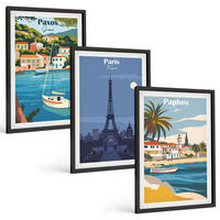 BILDER SET 3er Set - 40x60 cm Schwarzer Rahmen - Küstenstädte und Architektur - Schwarz, Kunststoff (40/60cm) - TULUP