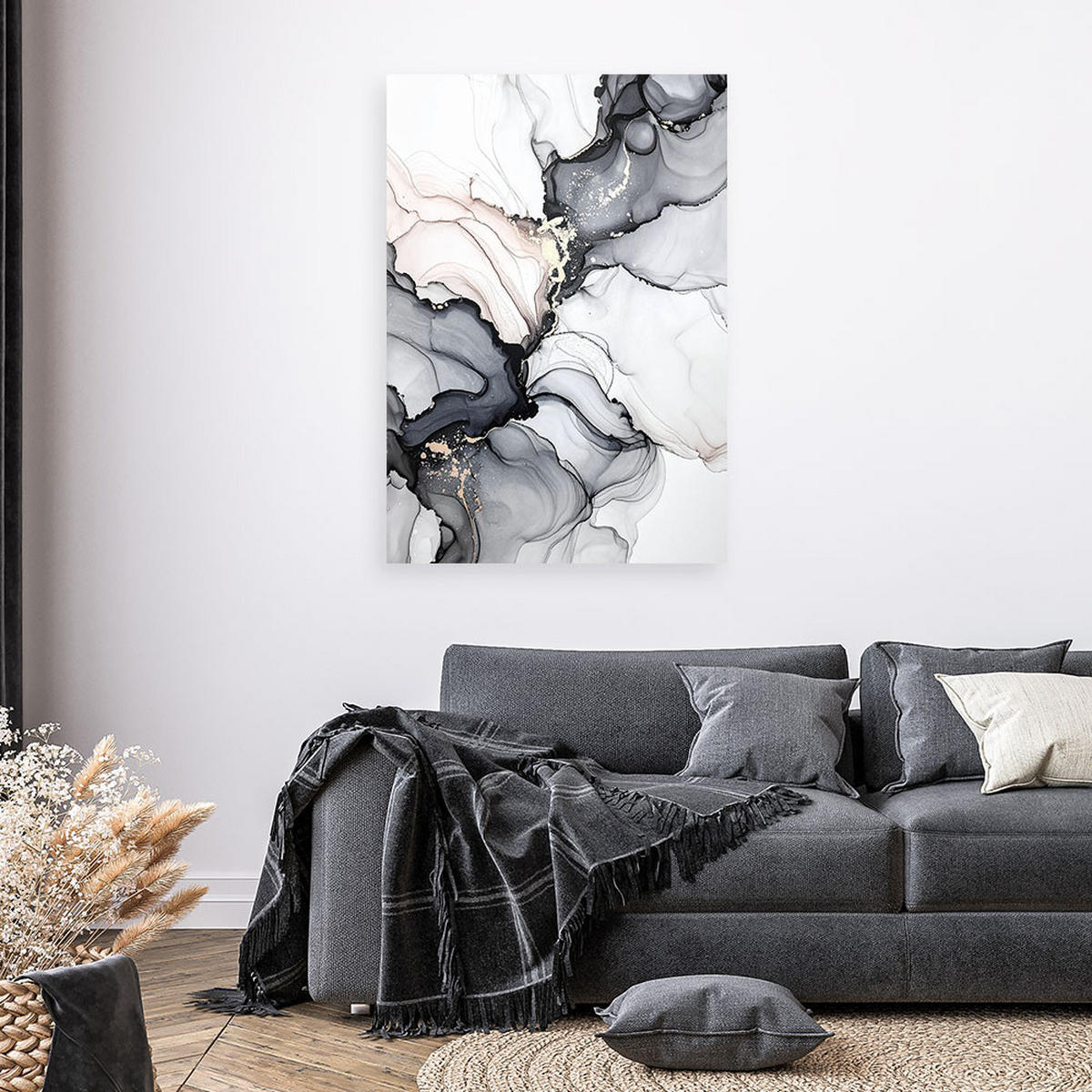 LEINWANDBILD Moderne Abstraktion 80x120cm - Schwarz, Textil (80/120cm) - Feeby