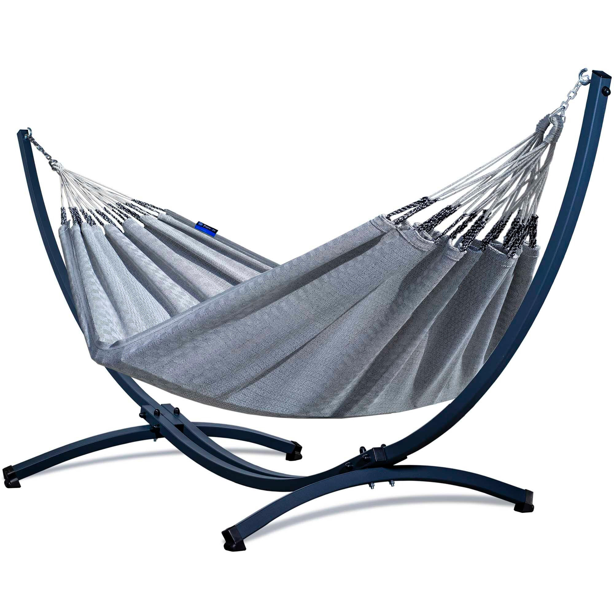 HÄNGEMATTE mit Gestell, 2 Personen, XXL, 200 kg, Metall, Medelin Grau, einfache Montage - Grau, Metall (370/130/120cm) - Potenza