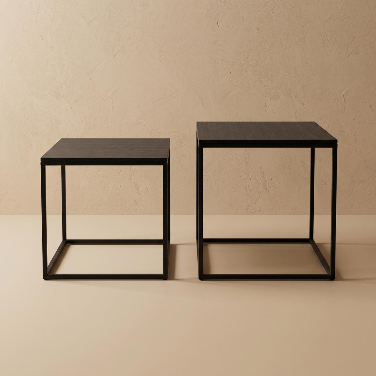 COUCHTISCH 2er-Set quadratisch Schwarz - Schwarz, Metall (50/50/50.5cm) - SCENA LIVING
