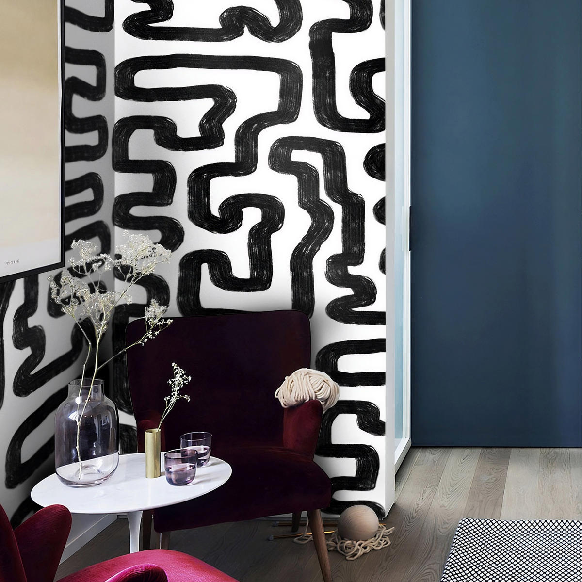 TAPETE Abstrakt aus echtem Papier, 200x280cm, 8 Bögen - Schwarz, Papier (200/280cm) - WALLPAPERS4BEGINNERS