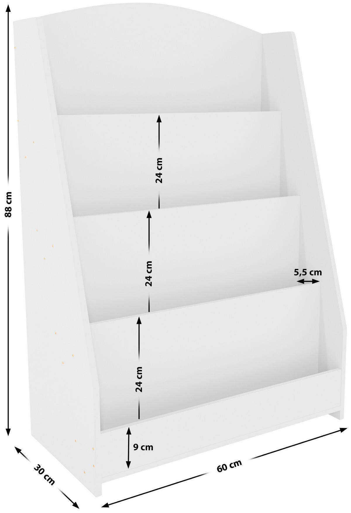 BÜCHERREGAL Holz weiß - Weiß, Holz (60/88/30cm) - CLP