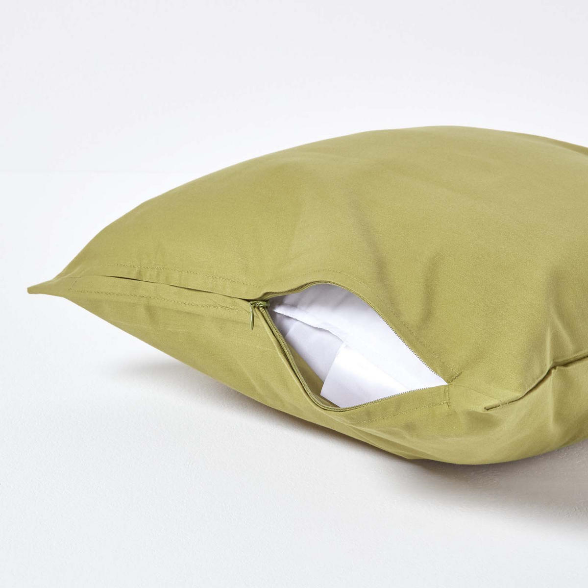 KISSENBEZUG Premium, Ägyptische Baumwolle, Fadendichte 1000 - Olivgrün, Textil (40/40cm) - Homescapes