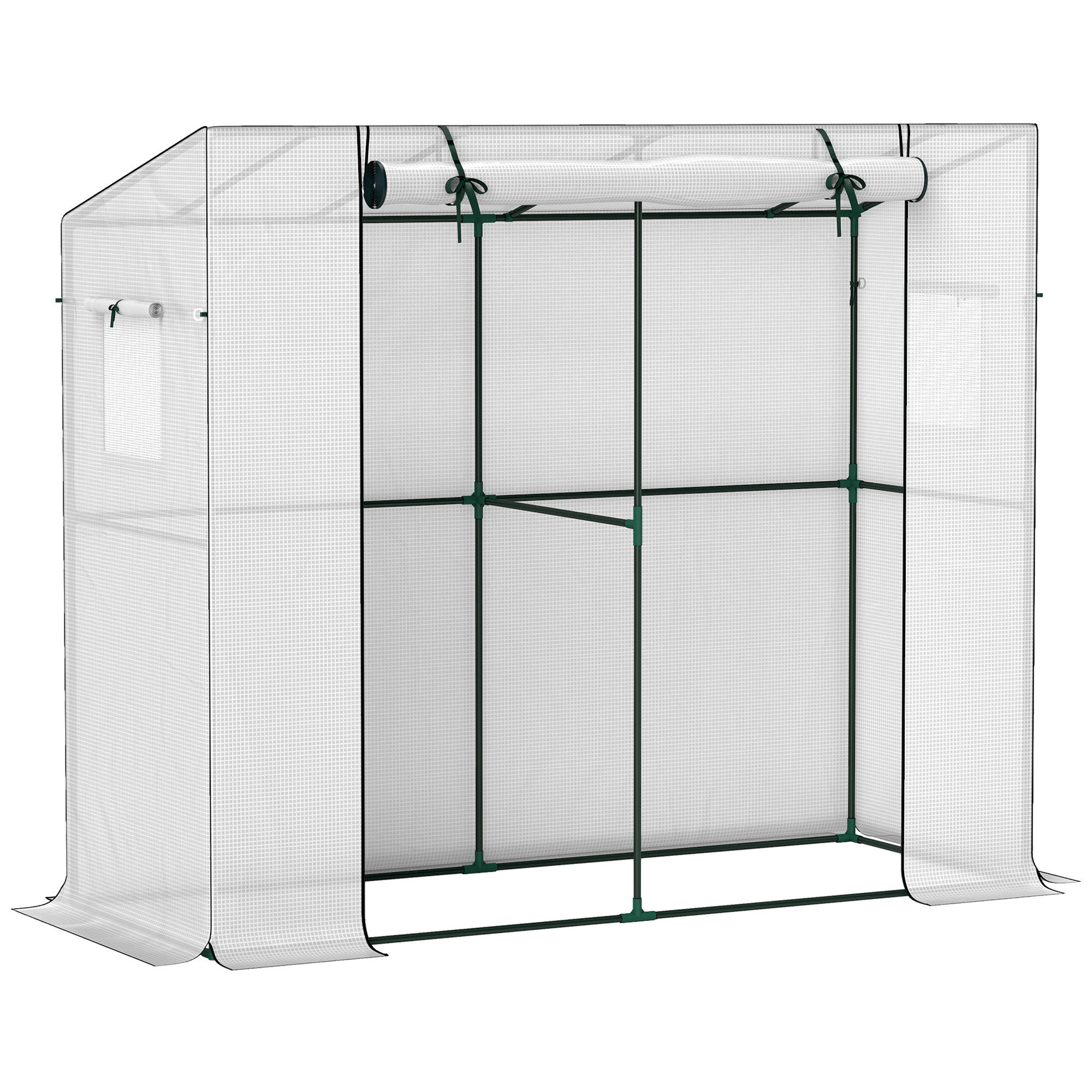 ANLEHN-GEWÄCHSHAUS DE-05716 Mit Rolltür & Netzfenstern, UV-beständig Weiß - Weiß, Kunststoff/Metall (76/170/200cm) - ComfortXL