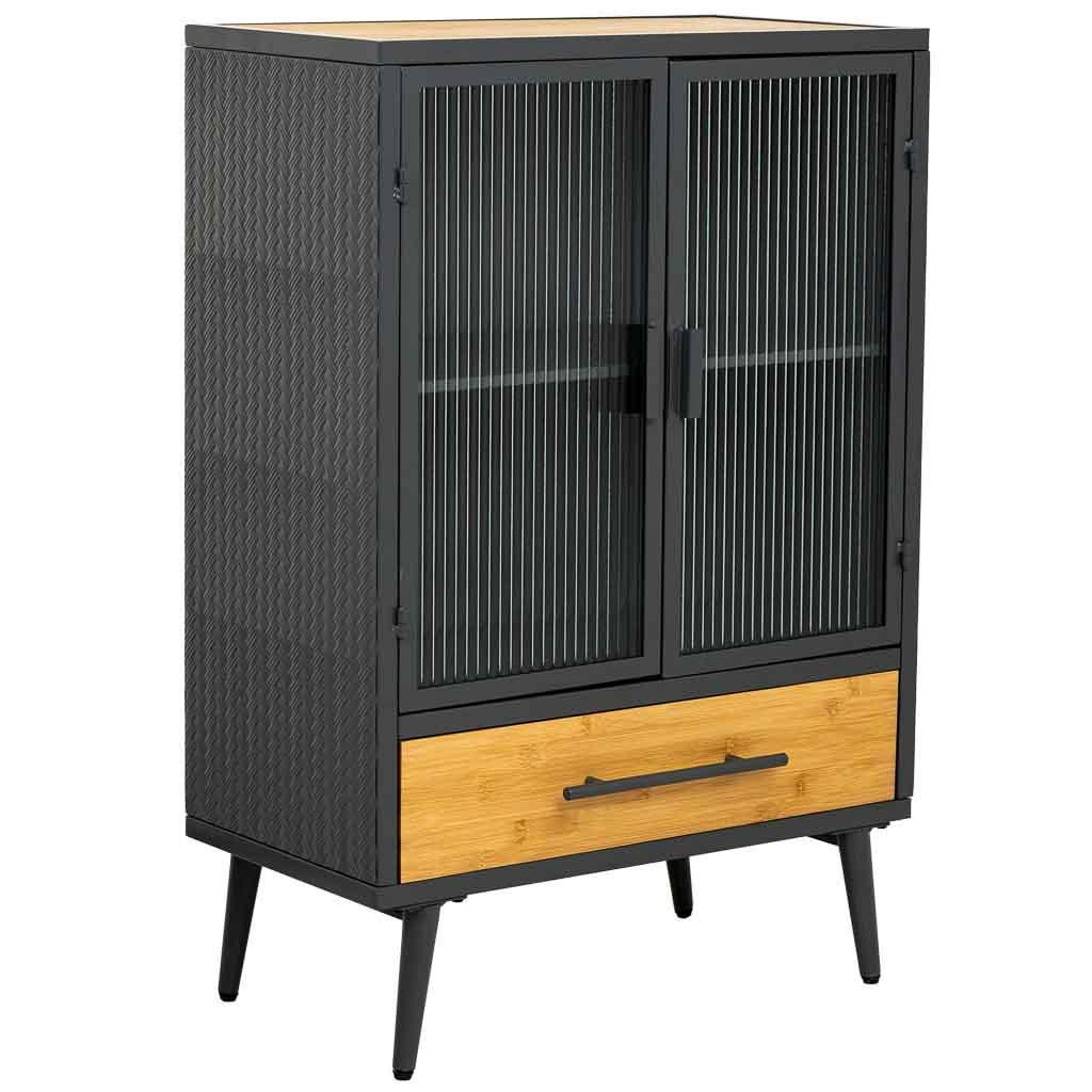 VITRINE aus Metall und Holz und Glas, schwarz, 61x32x91cm - Schwarz, Holz (61/90/32cm) - Wanderlust