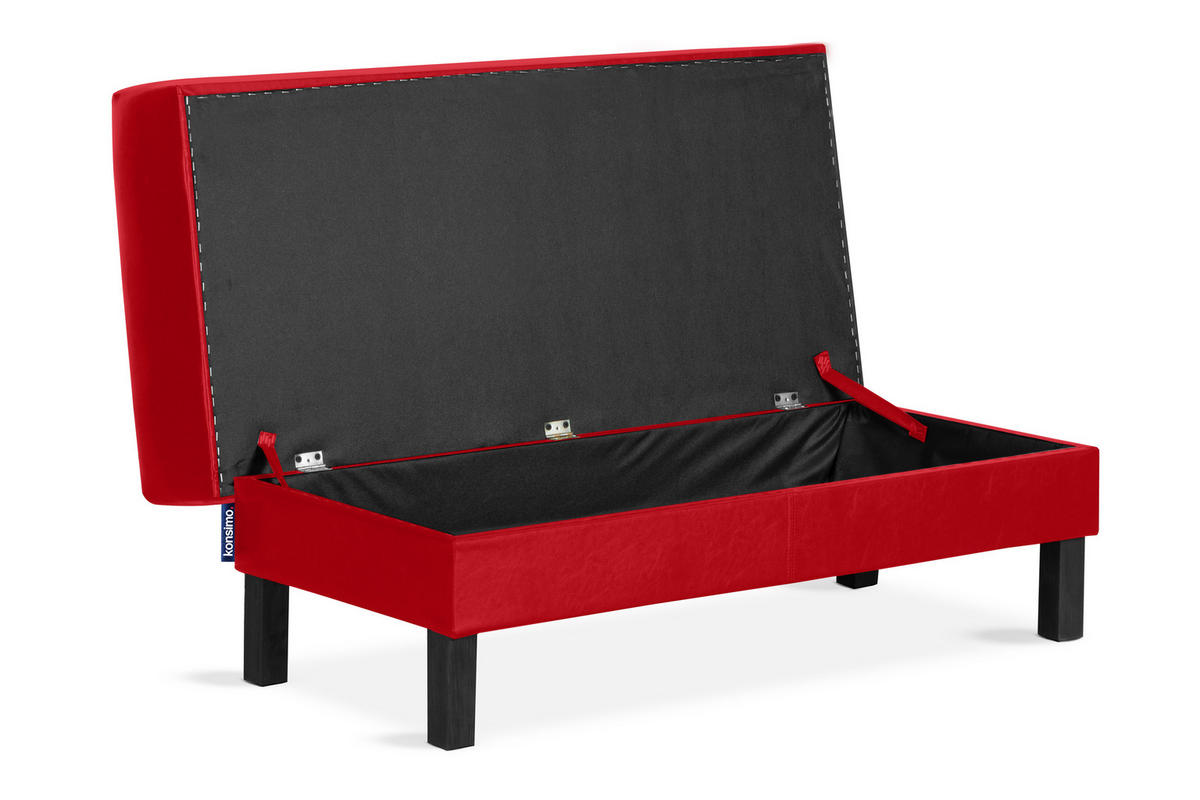 SITZHOCKER ESPECTO auf hohen Holzbeinen, rot - Rot/Schwarz, Textil (106/47/56cm) - KONSIMO®