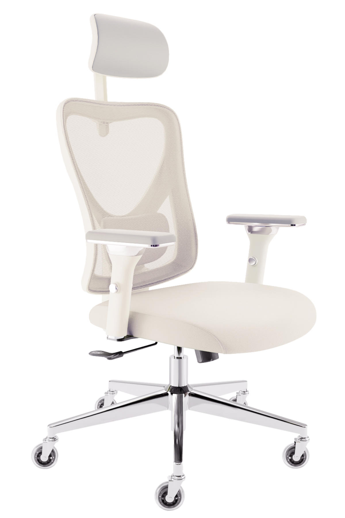 BÜROSTUHL CleverSeat Creme-Weiß - Beige/Silberfarben, Kunststoff/Textil (70/134/70cm) - Clouvou