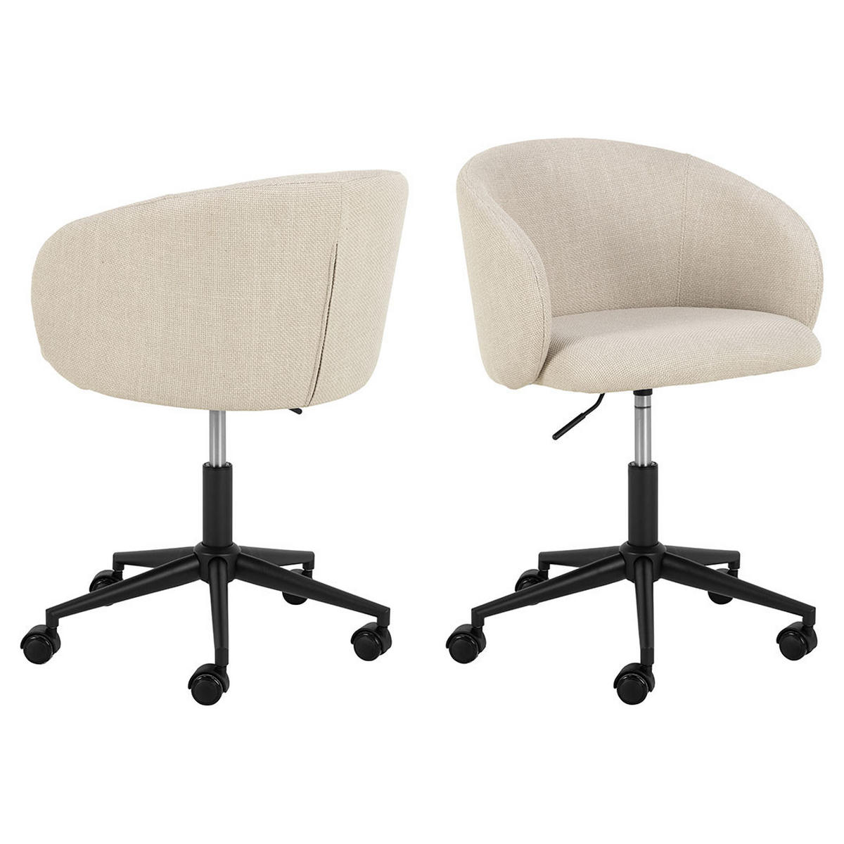 BÜROSTUHL, Eleanor, Beige, Stoff, 56 x 57 x 83 cm - Beige, Textil/Metall (56/83/57cm) - ebuy24