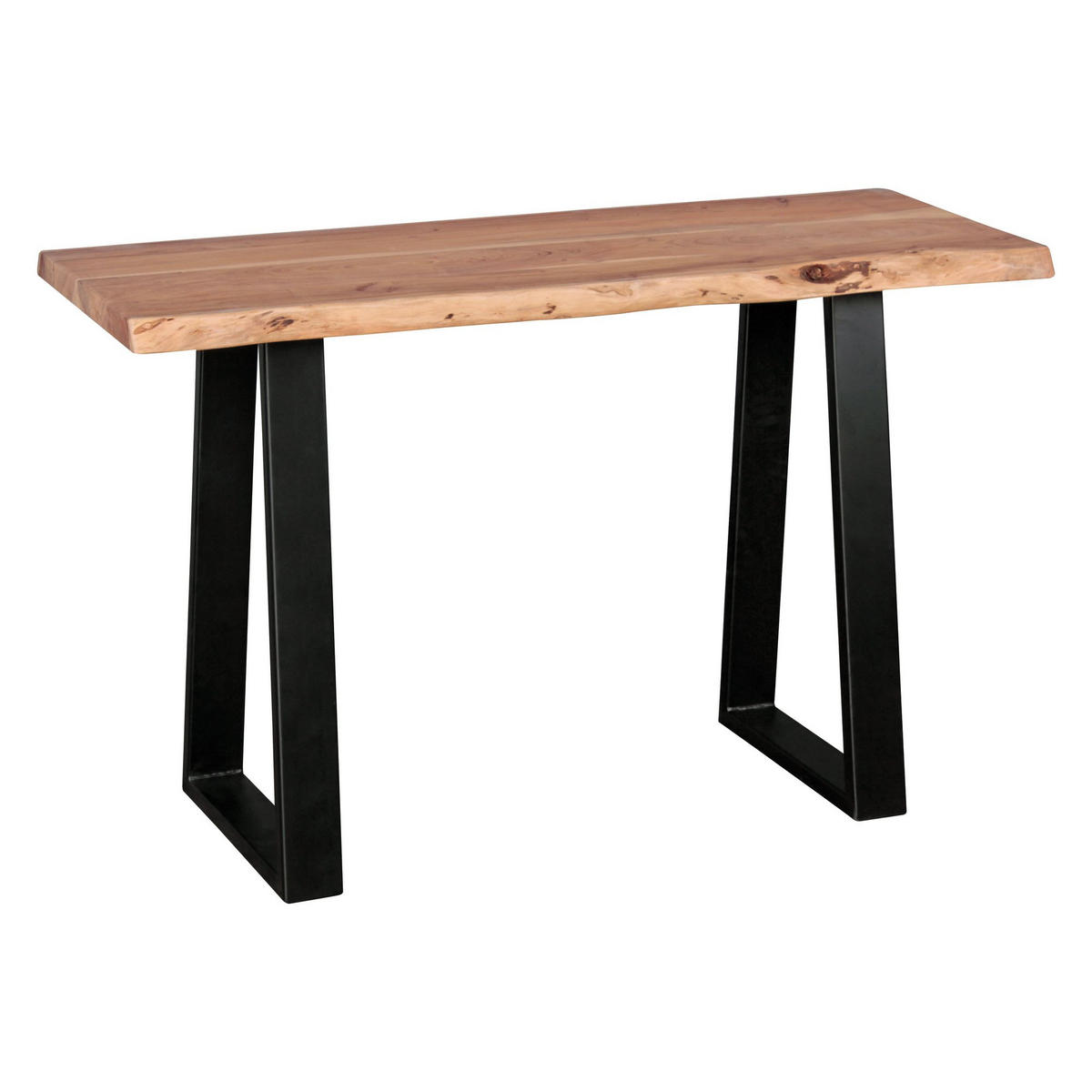 KONSOLENTISCH – Akazienholz, Landhausstil, robuste Metallfüße - Beige/Schwarz, Holz/Metall (45/120/75cm) - KADIMA DESIGN