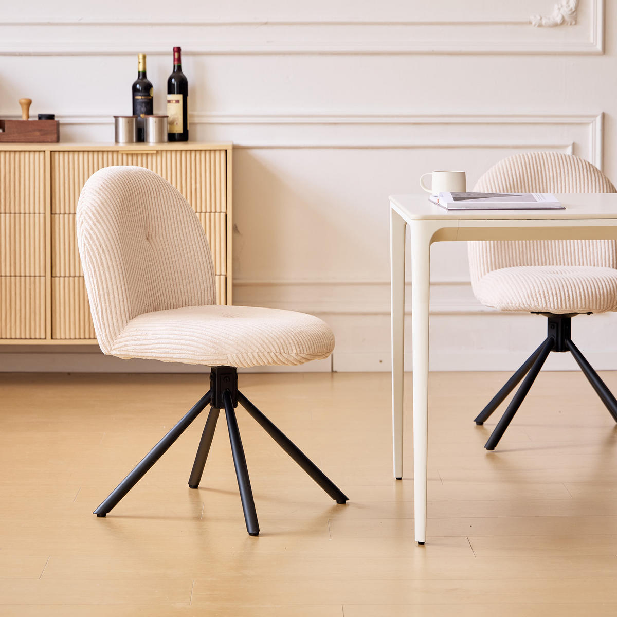 STUHL 2er-Set Kord Beige - Beige, Holz (59.5/81.5/46cm) - Nordlys