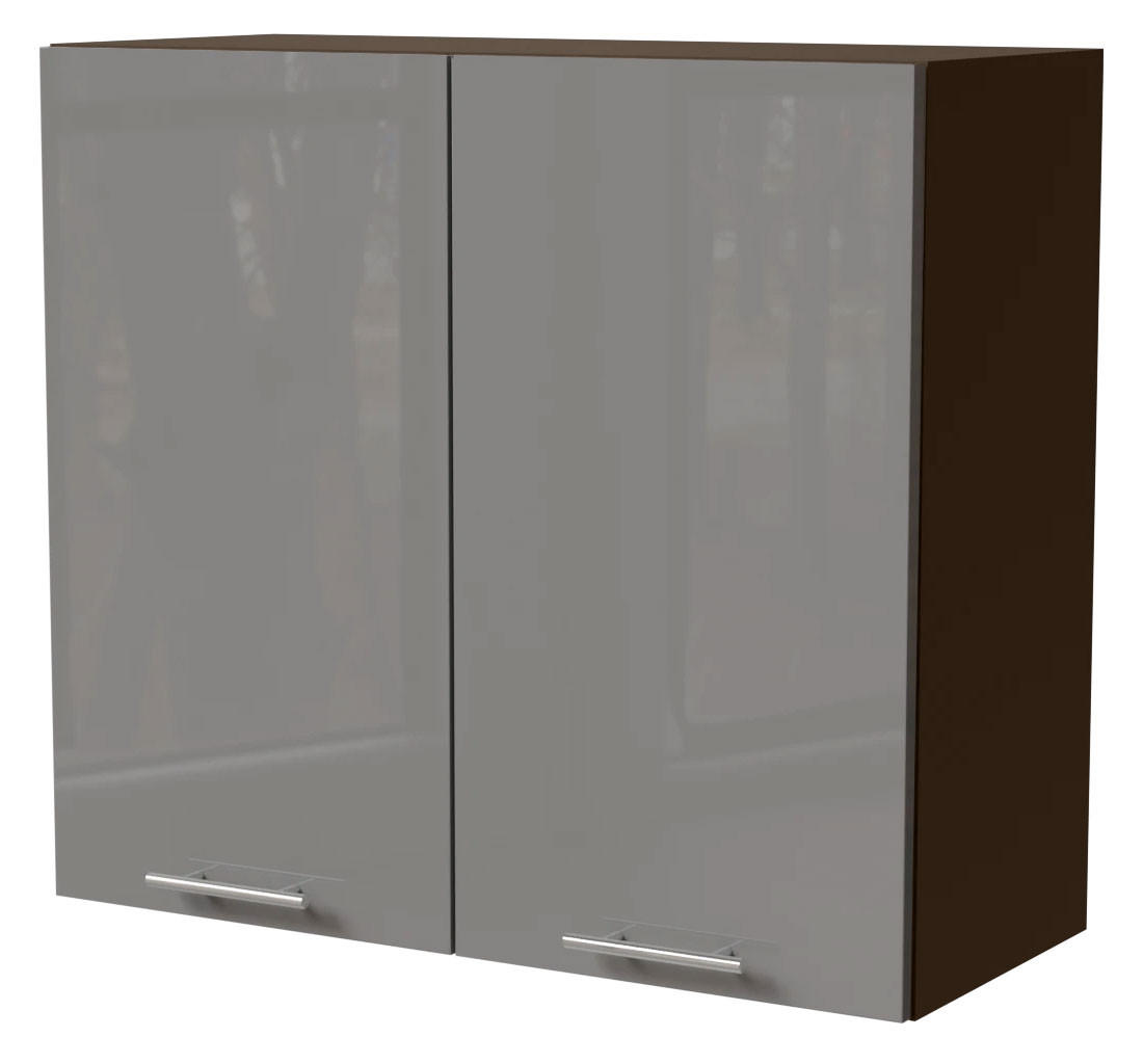 KÜCHENHÄNGESCHRANK Essen W3/80 Grau Hochglanz / Lava Matt 80 / 32,5 / 72cm - Dunkelgrau/Grau, Holz/Holzwerkstoff (80/72/32.5cm) - Feldmann-Wohnen