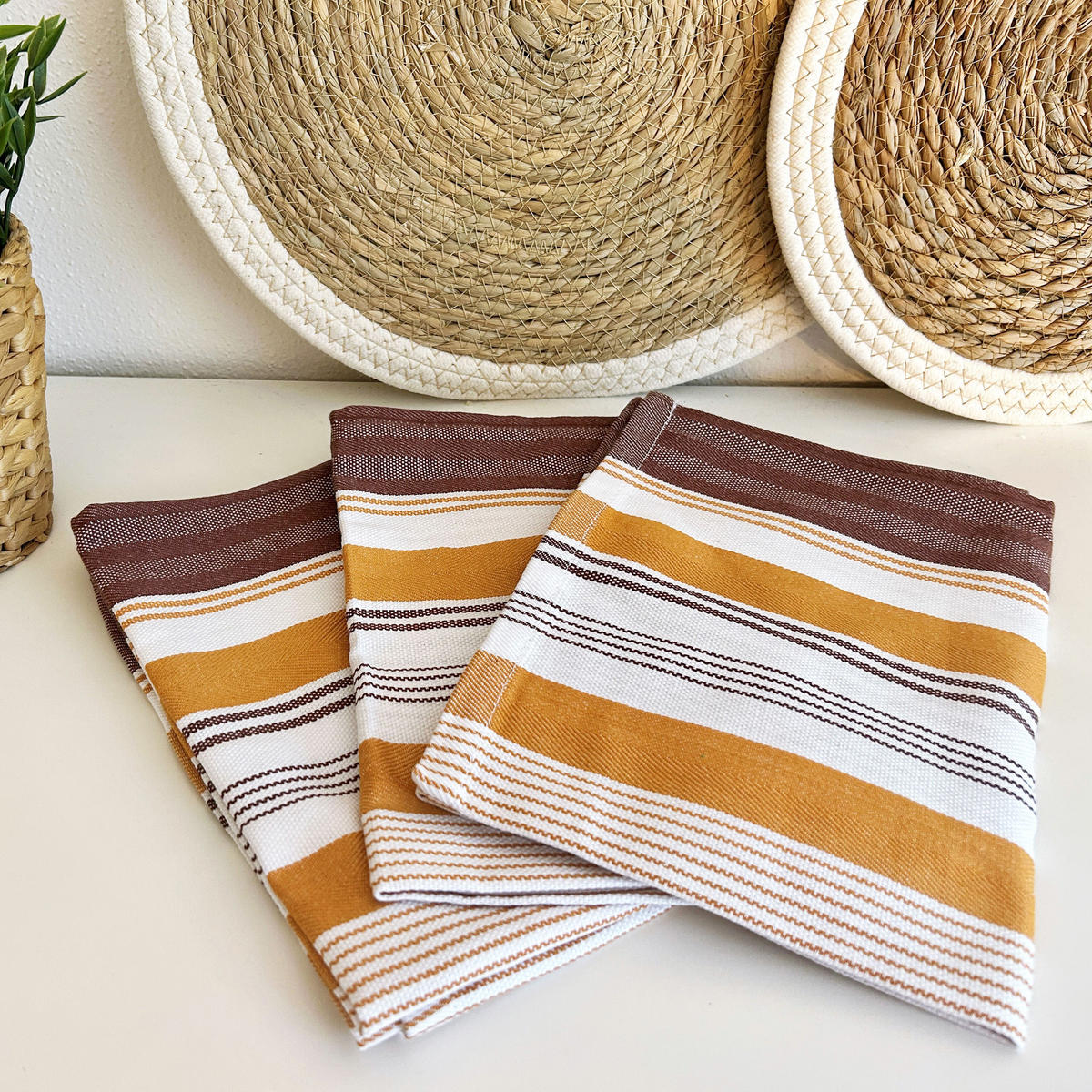 GESCHIRRTÜCHER, 4er-Set, 50x70 cm, 100% Baumwolle, Braun - Braun, Textil (50/70cm) - Zollner