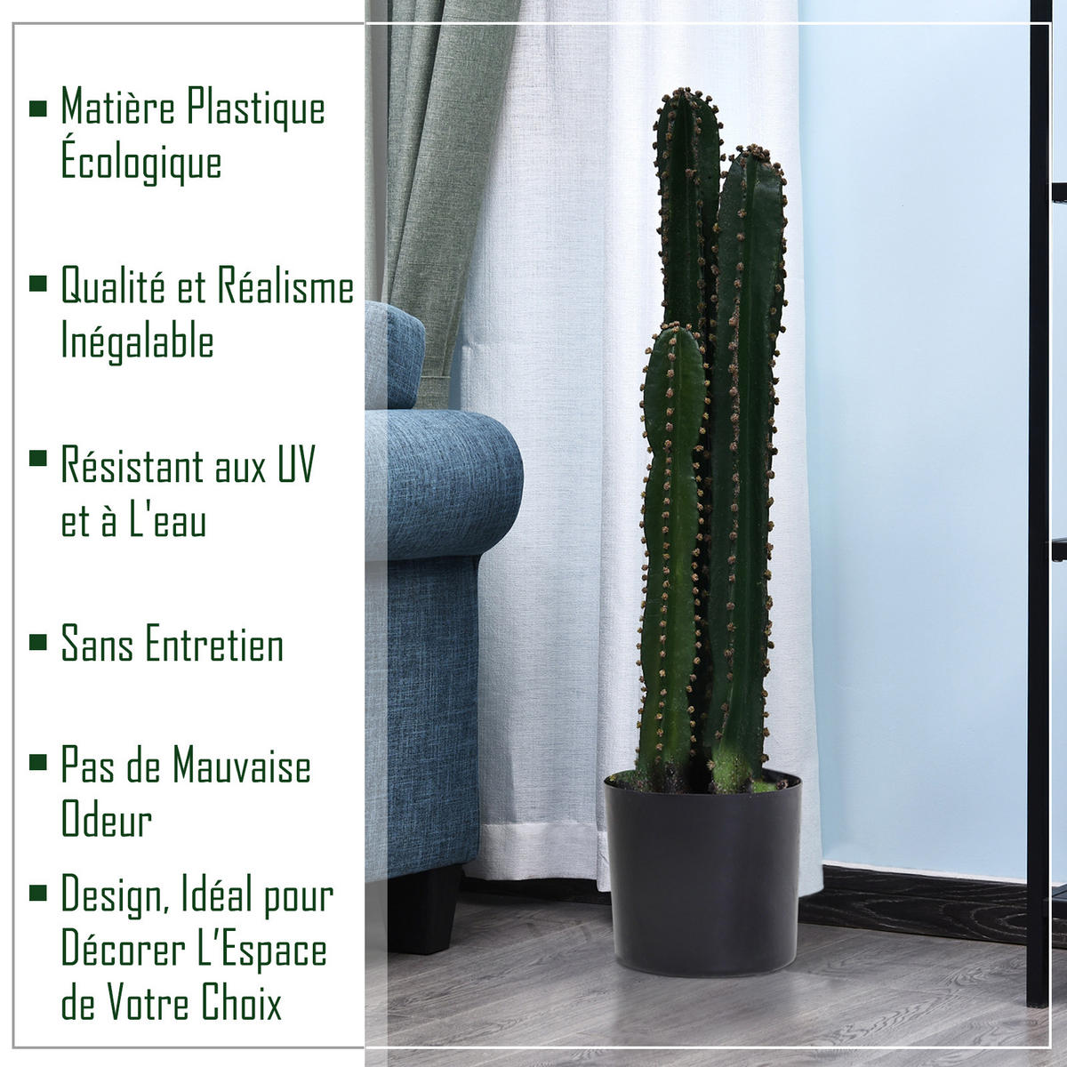 KUNSTPFLANZE DE-16563 98 cm, großes Realismus-Design Grün - Grün, Kunststoff (98cm) - ComfortXL