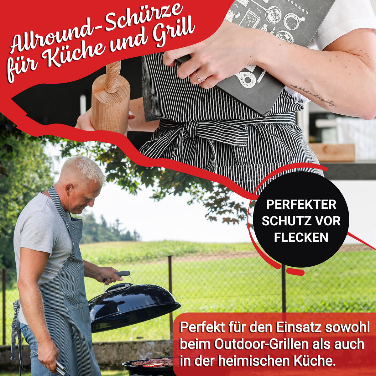 SCHÜRZE , 75x100 cm, 100% Baumwolle, Grau - Grau, Textil (75/100cm) - Zollner