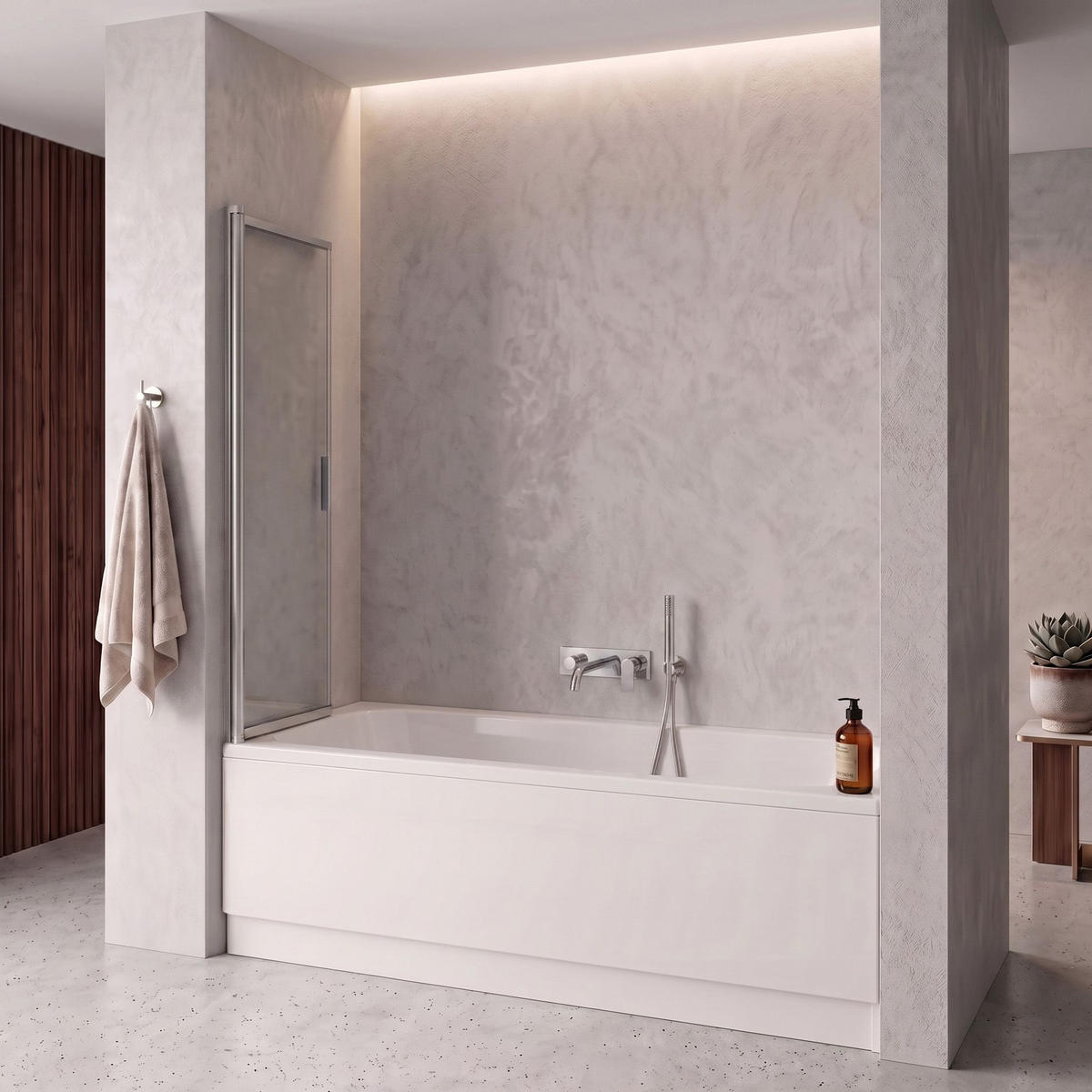 BADEWANNEN-DUSCHWAND Schiebetür Rea Dario Chrome 120 - Chromfarben, Glas (120/140cm) - REA