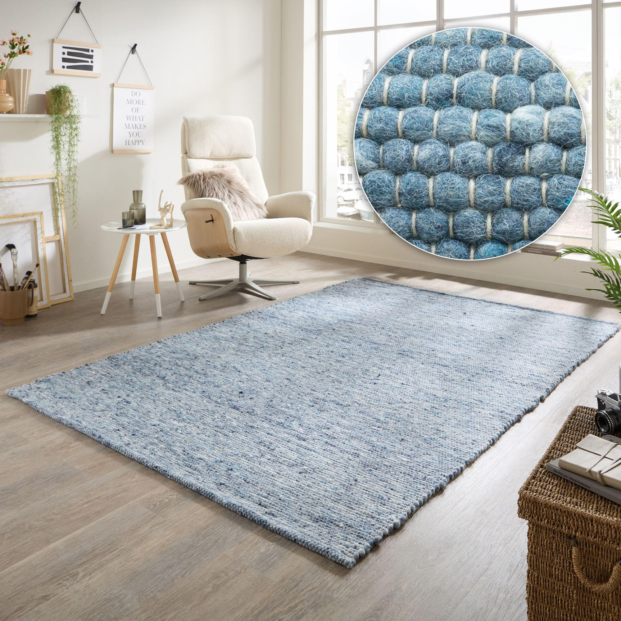 HANDWEBTEPPICH Atlas 40x60 cm - Blau, Textil (40/60cm) - Rug and Roll
