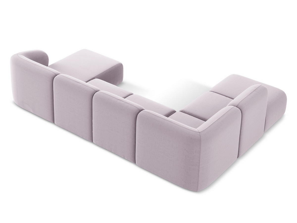 WOHNLANDSCHAFT Samt Stoff Violett - Flieder/Schwarz, Holzwerkstoff/Kunststoff (325/75/236cm) - Makamii