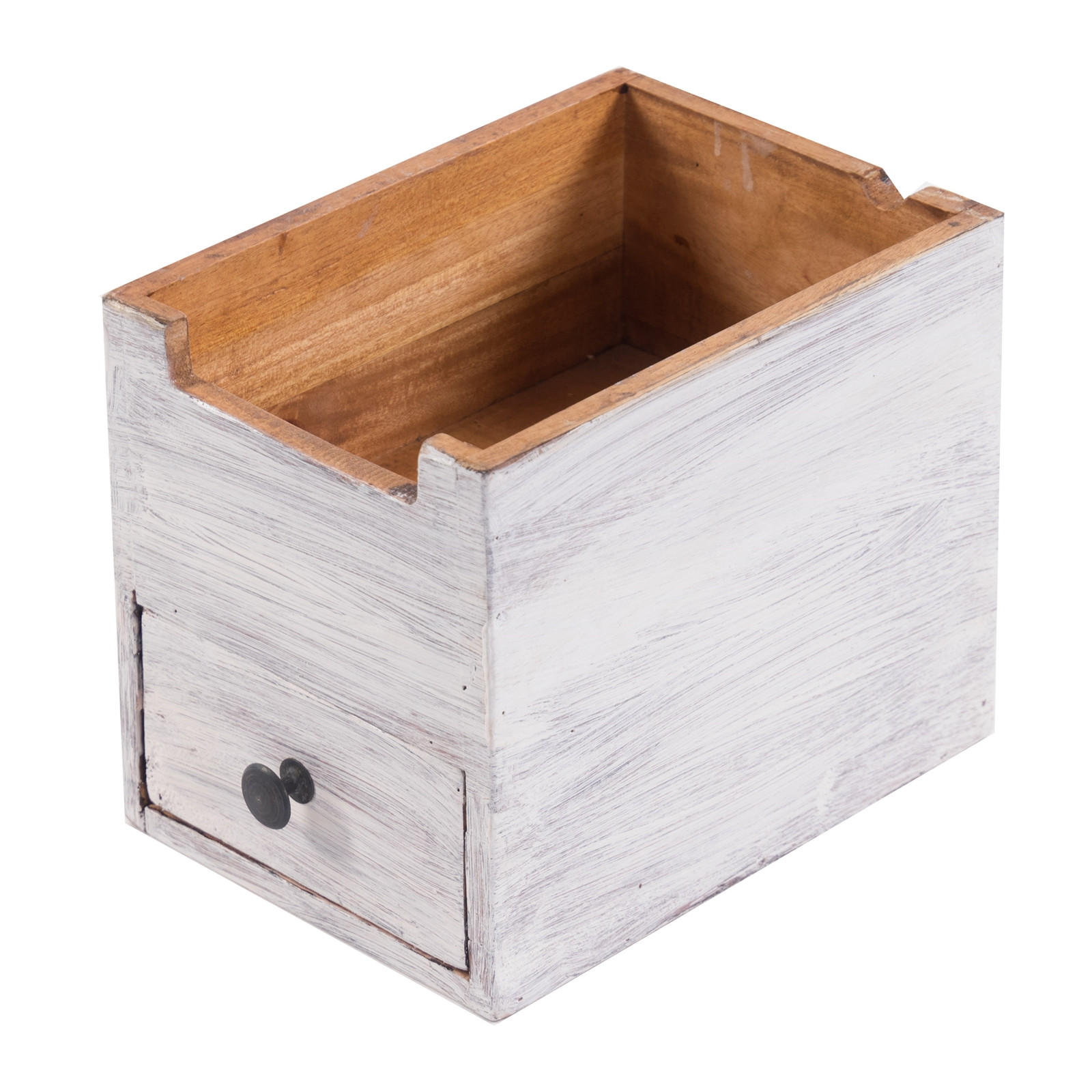 ORGANIZER File Mahagoni Massivholz, 1 Fach, 1 Schublade Weiß-natur - Weiß, Holz (26/19/20cm) - DESIGN DELIGHTS