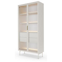 VITRINENSCHRANK 90 cm mit LED Senzia, 2 Türen, Schubladen, Kaschmir - Kaschmir, Holz (92/195/39cm) - Emporius