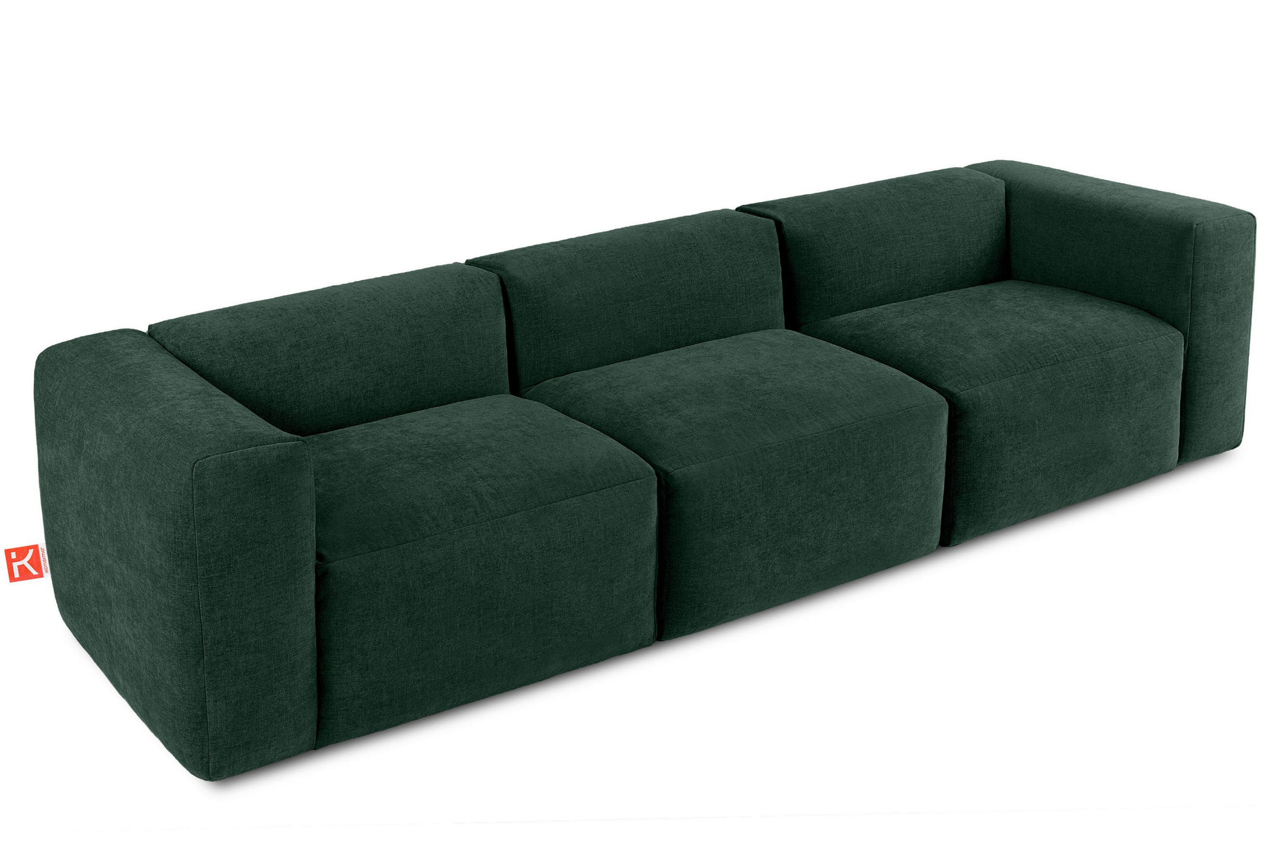 3-SITZER-MODULSOFA BUFFO mit extrem weicher und bequemer Sitzfläche, Gewebestoff, maritim - Grün, Textil (290/73/96cm) - KONSIMO®