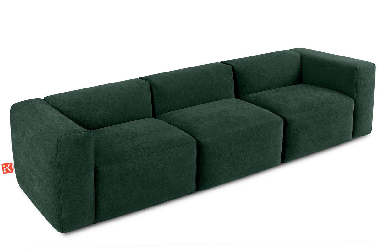 3-SITZER-MODULSOFA BUFFO mit extrem weicher und bequemer Sitzfläche, Gewebestoff, maritim - Grün, Textil (290/73/96cm) - KONSIMO®