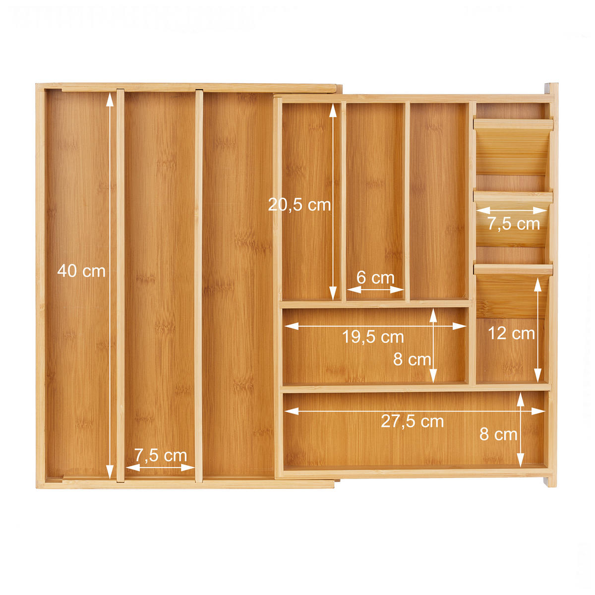 BESTECKKASTEN - Hellbraun, Holz/Holzwerkstoff (54/5.5/42cm) - Relaxdays