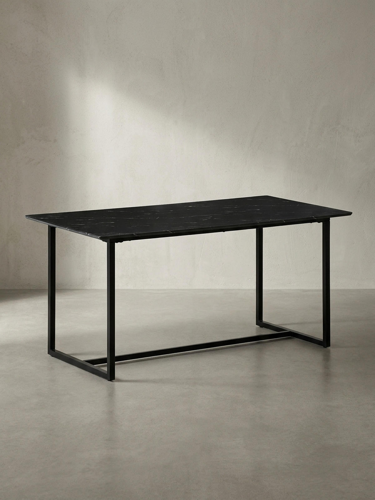 ESSTISCH Marmoroptik Metall Rechteckig Modern Klein, Schwarz 180x90x76 cm - Schwarz, Holzwerkstoff/Metall (90/180/76cm) - KADIMA DESIGN