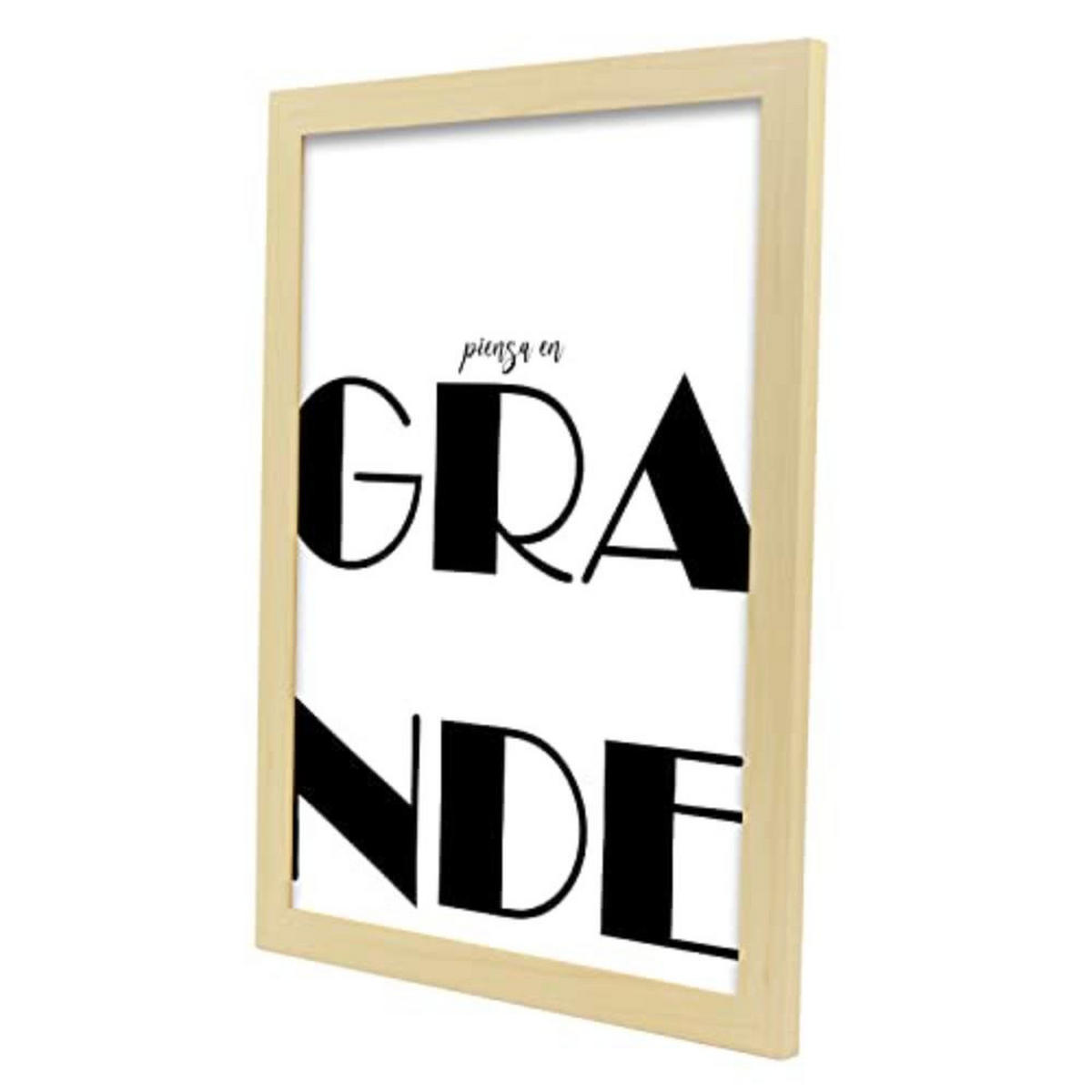 POSTER Set mit 4 Nachdenken TypografieStil A3 Rahmen aus hellem Holz - Beige, Papier (29.7/3cm) - Nacnic