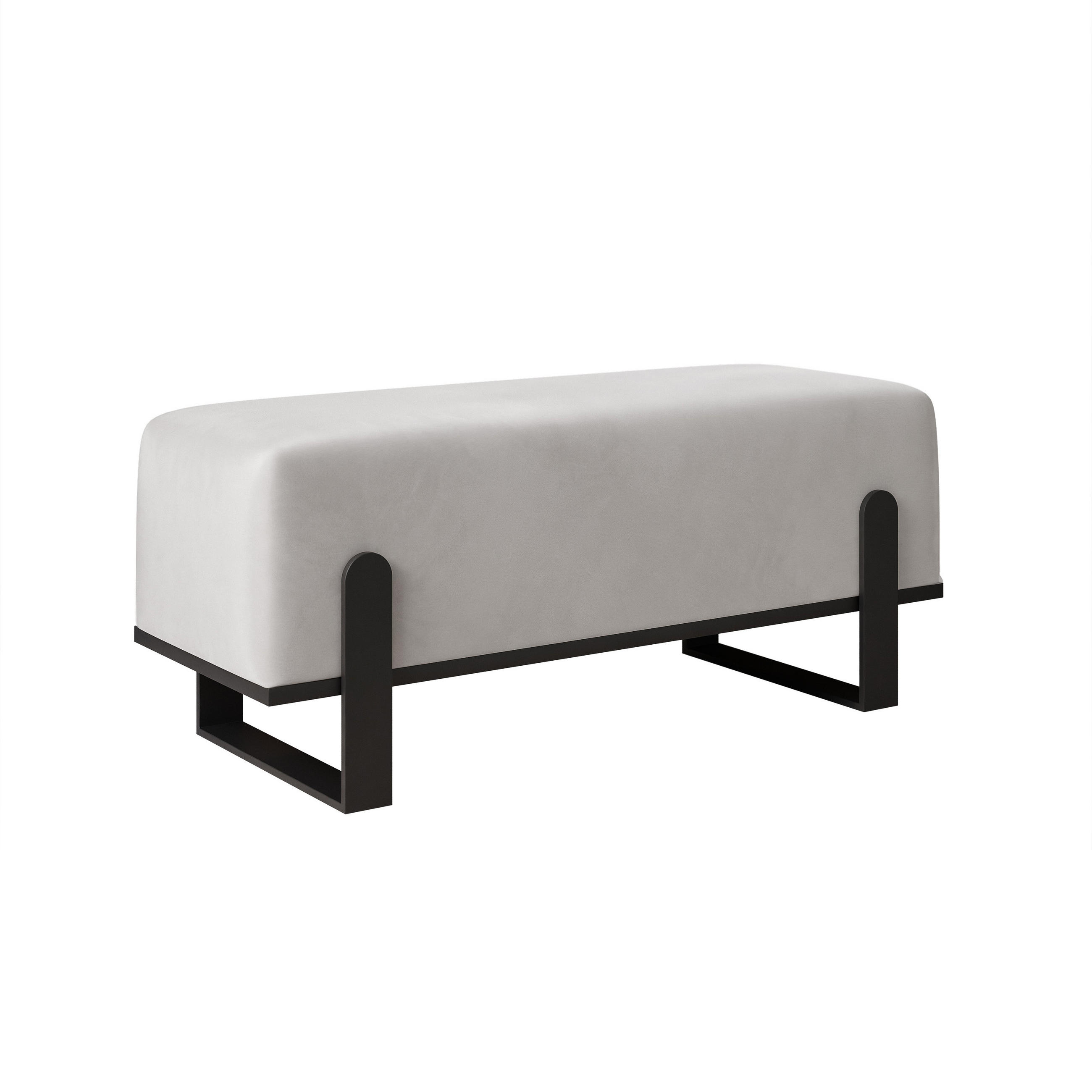 POLSTERBANK MARA 80 cm Schwarz / Grau ,Metallgestell - Grau, Metall (80/47/35cm) - Idohome