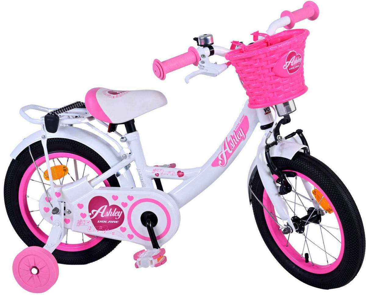 KINDERFAHRRAD Ashley - Mädchen - 14 Zoll - Rücktritt + Handbremse - Weiß - Weiß, Metall (46cm) - TPFSports