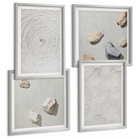 BILDER SET 4er Set - 50x50 cm & 40x60 cm Silberner Rahmen - Geometrische Pappsteine - Silberfarben, Kunststoff (50/50cm) - TULUP