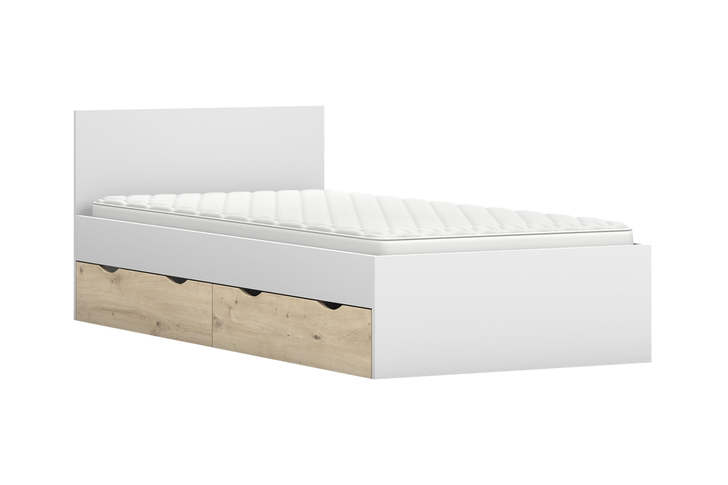 JUGENDBETT JUMI 90/200 in Weiß/Eiche Artisan - Weiß/Eiche Artisan, Holzwerkstoff (90/200cm) - Deine Möbel 24