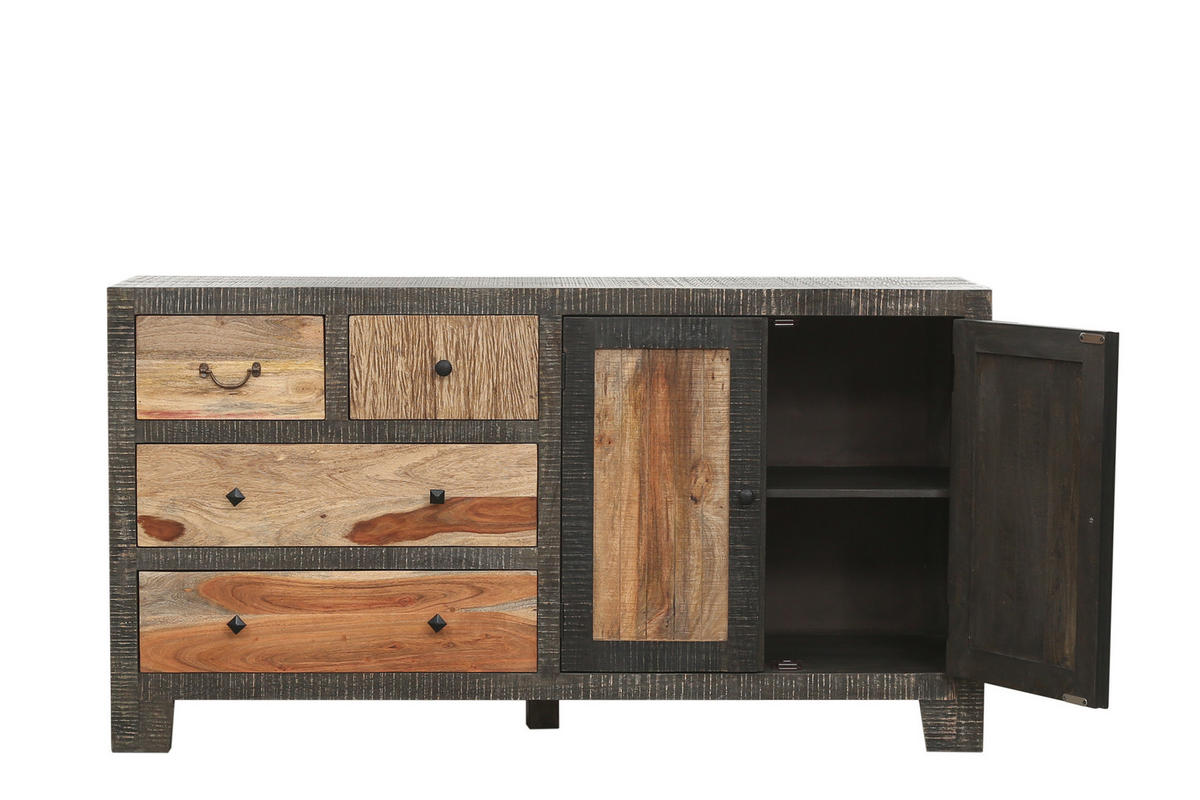 SIDEBOARD Erik Mangoholz Mehrfarbig 88x40x165cm - Multicolor, Holz (40/88/40cm) - DELUKE