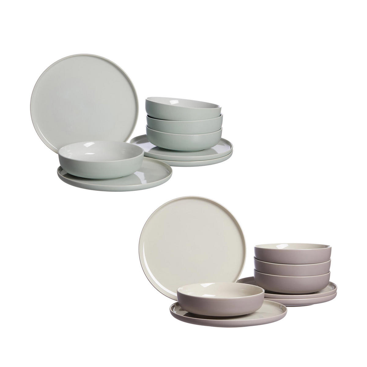 TAFELSERVICE Jasper mint-taupe 16er Set - Taupe/Mintgrün, Keramik (1/1/1cm) - Ritzenhoff Breker