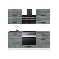 KÜCHENZEILE Emily 180 cm, mit Arbeitsplatten, Glamour Wood - Grau, Holz (180/204/60cm) - B BELINI GROUP