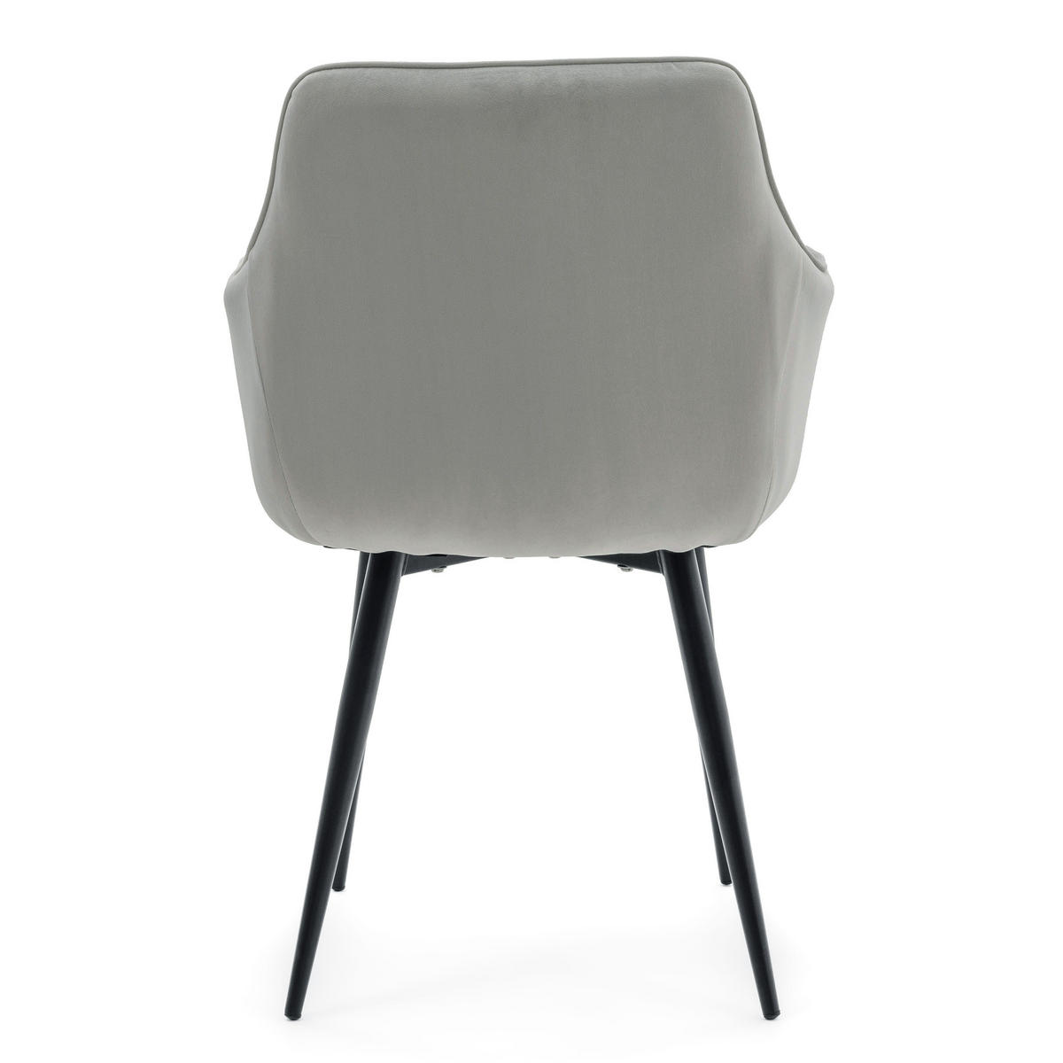 STUHL GALLO gespolstert mit Steppung - hellgrau - Samt Velours - Hellgrau/Schwarz, Textil/Metall (58/88/58cm) - NEW HOME