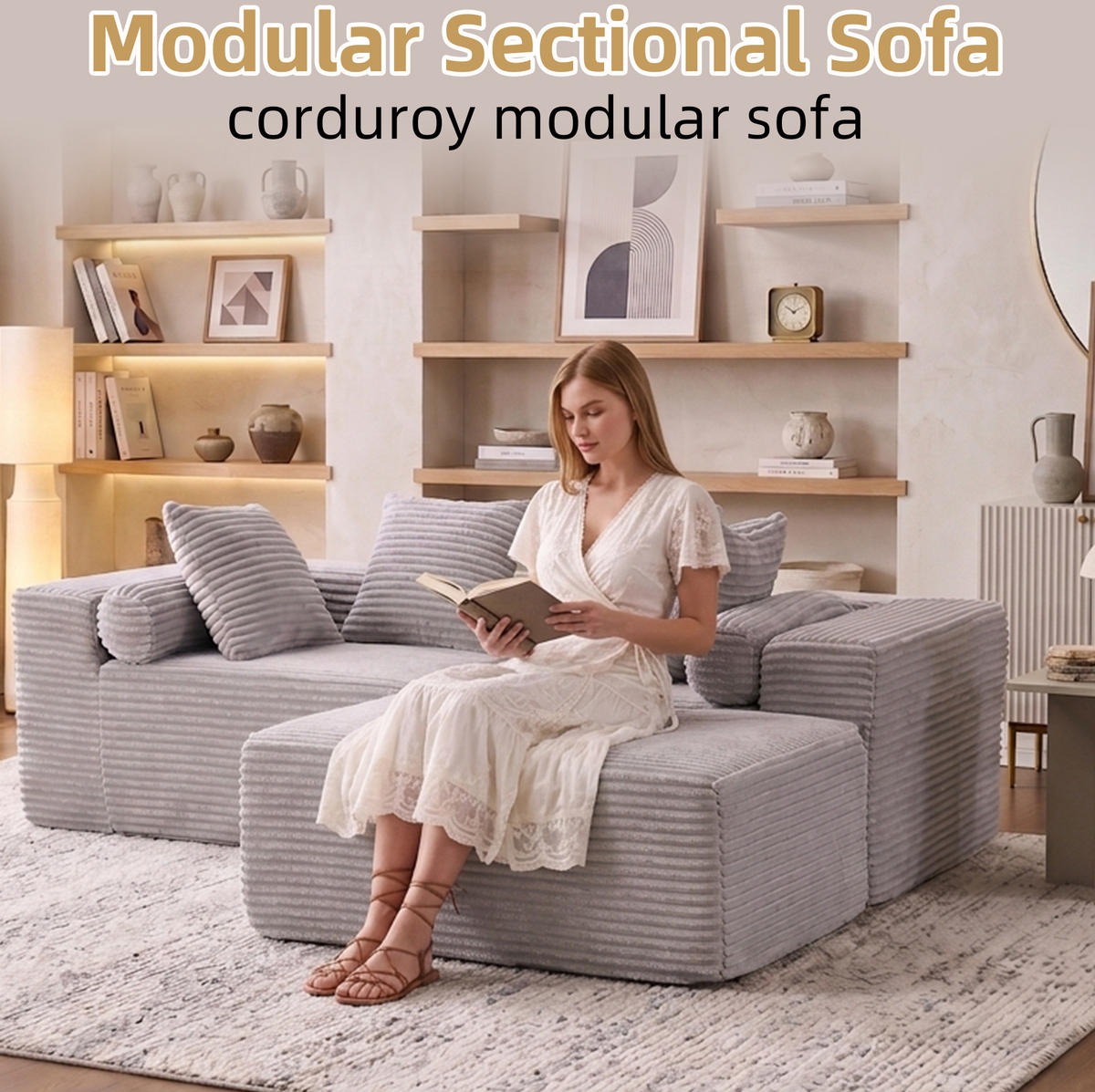 SOFA modular L-Form Grau - Grau, Kunststoff (110.02/266cm) - Meubliv