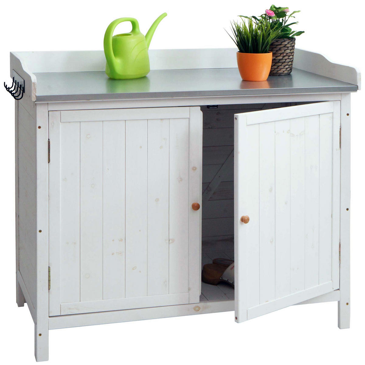 GARTENSCHRANK MIT ARBEITSPLATTE Weiß - Weiß, Holz (52/104/86cm) - MCW