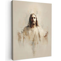 LEINWANDBILD Porträt - Abstrakt - Jesus - Beige Room Decor 30x40 cm - Beige, Textil (30/40cm) - MuchoWow