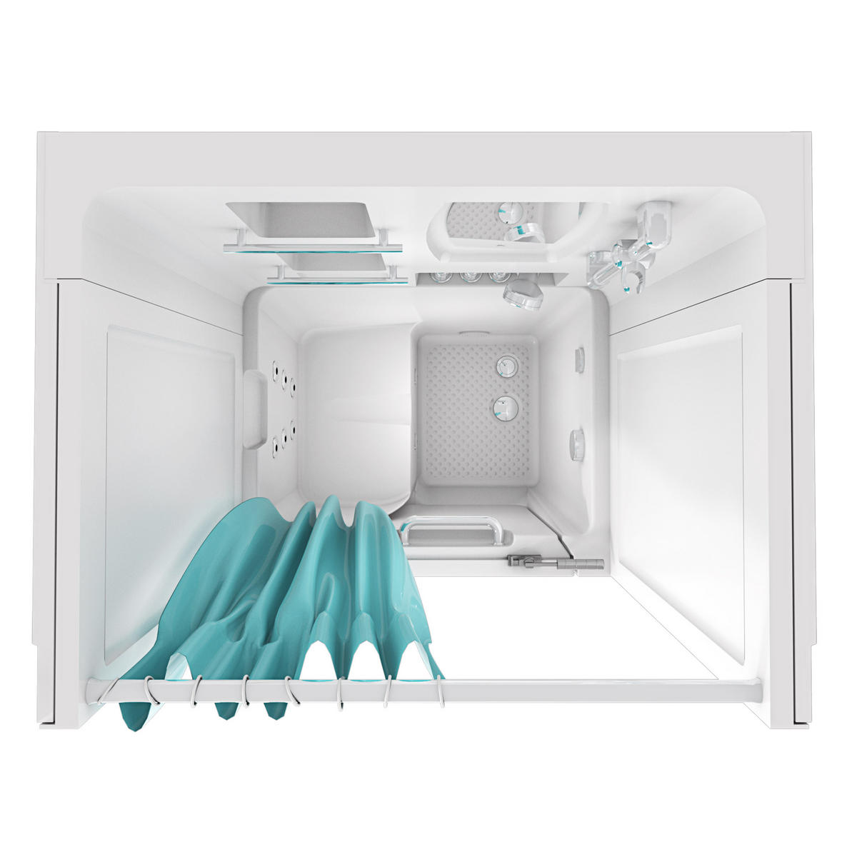 SENIORENDUSCHE Wanne Whirlpool S02D-WP-TH-A-L 78x100x205cm - Weiß, Glas/Kunststoff (78/100/205cm) - AcquaVapore by Sandra Jentho