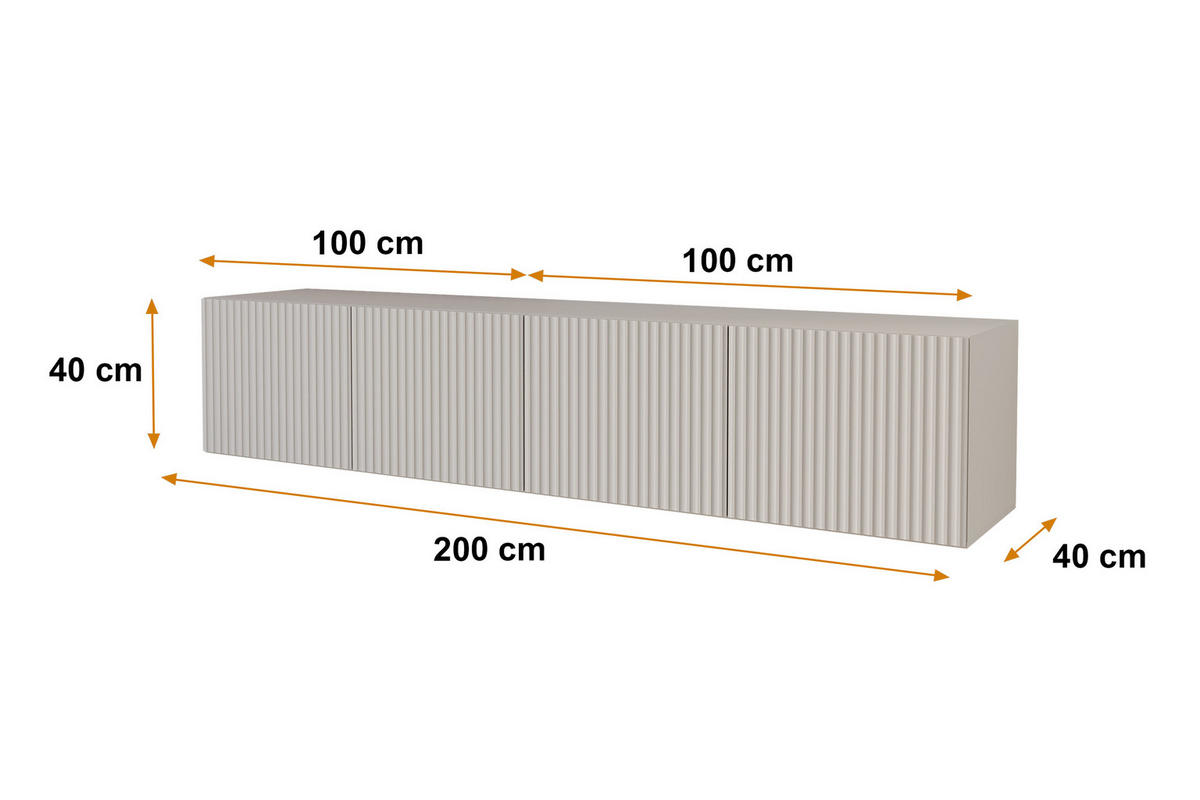 LOWBOARD NOA-2-W 2x100x40x40 cm - Kaschmir - Kaschmir, Holzwerkstoff (200/40/40cm) - ALTDECOR