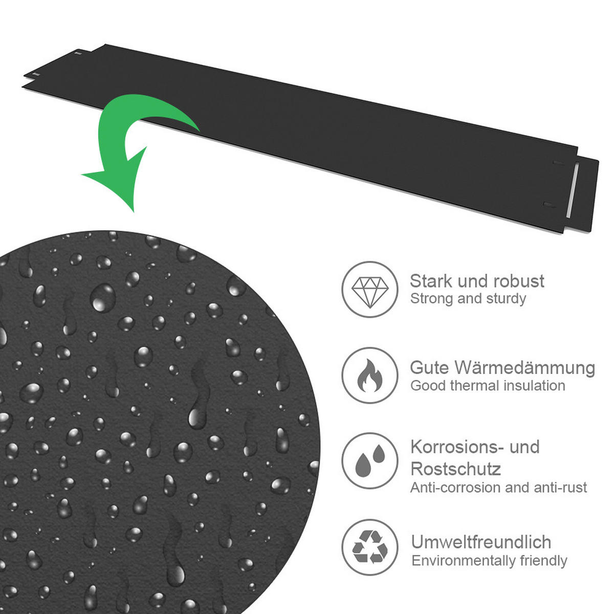 RASENKANTE Anthrazit 100 x 18 cm 10 Meter - Anthrazit, Metall (100/18/0.7cm) - Vicco