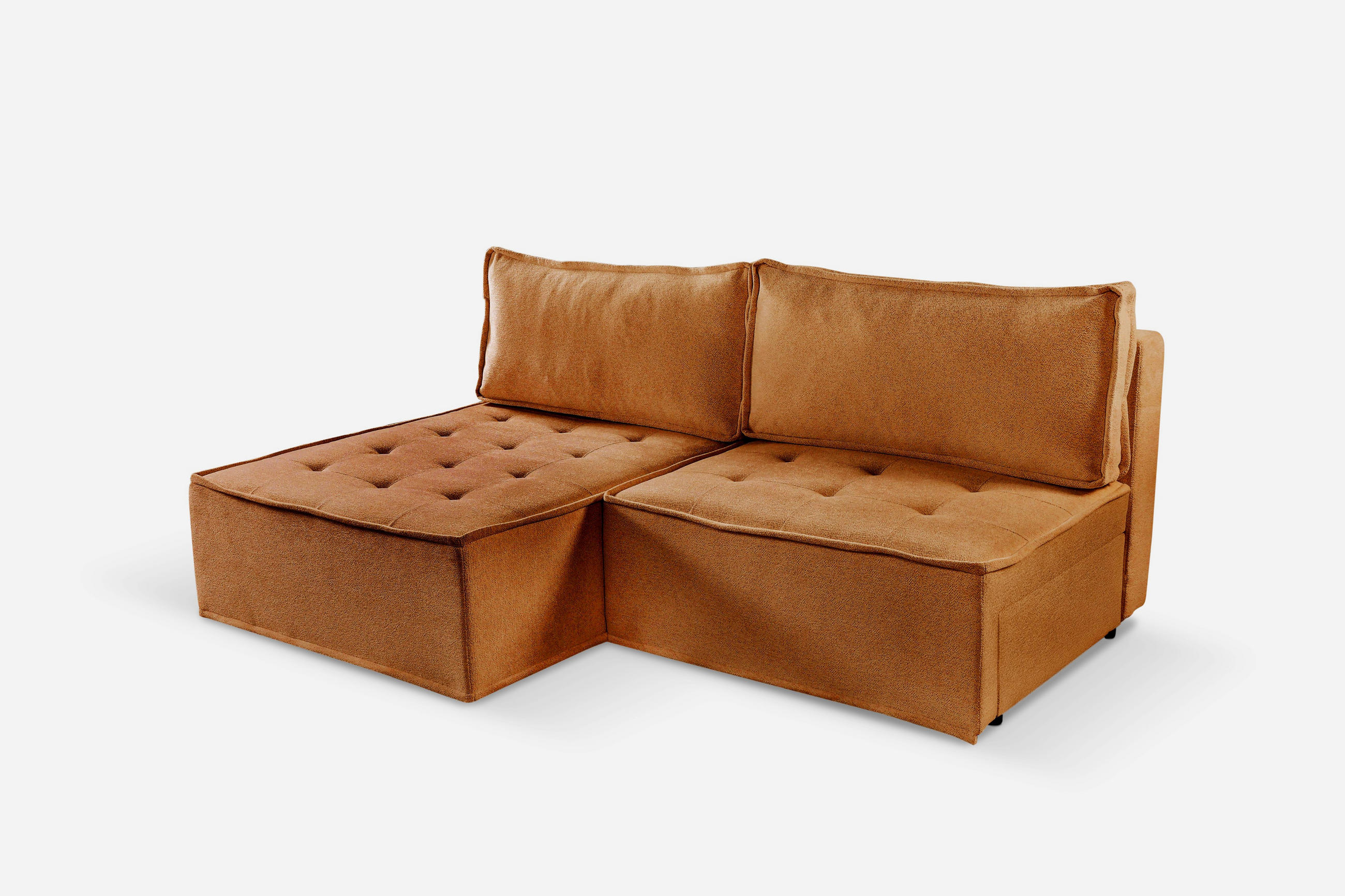 ECKSOFA Bohoo Mini Modernes Mit Schlaffunktion Ziegel Links - Kupferfarben, Holz (140/200cm) - Kaiser Möbel
