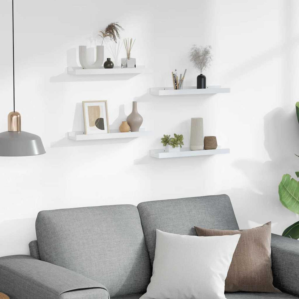 WANDREGALSET 4-teilig 40/9/3 cm aus MDF Weiß Max. Belastbarkeit 5 KG - Weiß, Holzwerkstoff (40/3/9cm) - vidaXL