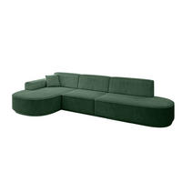 ECKSOFA Ottomane Links MARI-L2-v3 - 317x163x81 cm Grün Cord - Schwarz/Grün, Holzwerkstoff/Kunststoff (317/163cm) - ALTDECOR