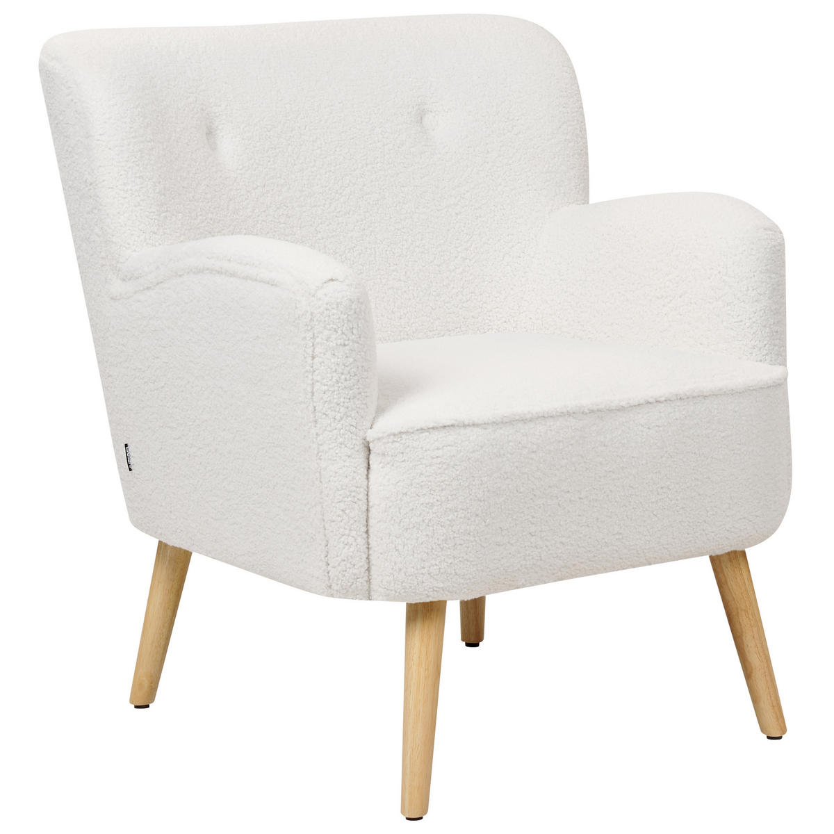 SESSEL Bouclé weiß/hellbraun plus Hocker Tumba - Hellbraun/Weiß, Textil (74/85/79cm) - Beliani