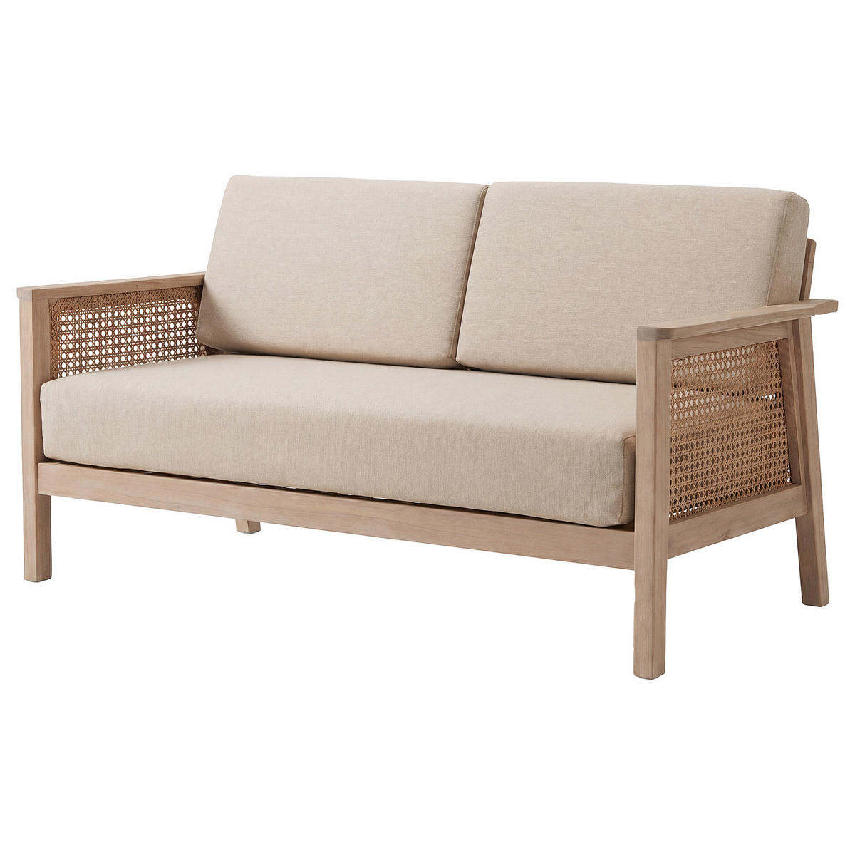 LOUNGESET - 4-teilig - Akazie massiv / Webstoff - Braun / Beige - Beige, Holz/Kunststoff - home24