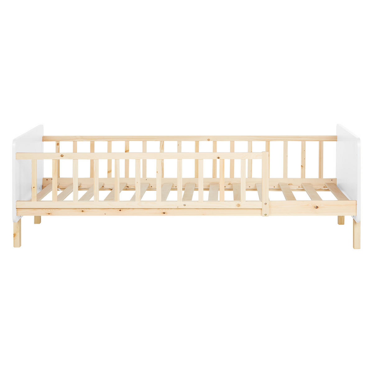 KINDERBETT Weiß 90/200 Lattenrost Matratze Rausfallschutz - Weiß, Holz (100/67/208cm) - Homestyle4u